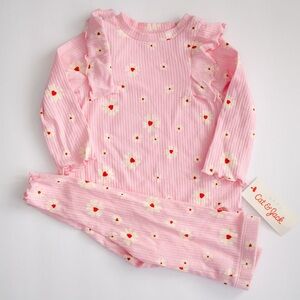 Cat & Jack Baby Heart Print 2-Piece Set 6-9M NWT Pink